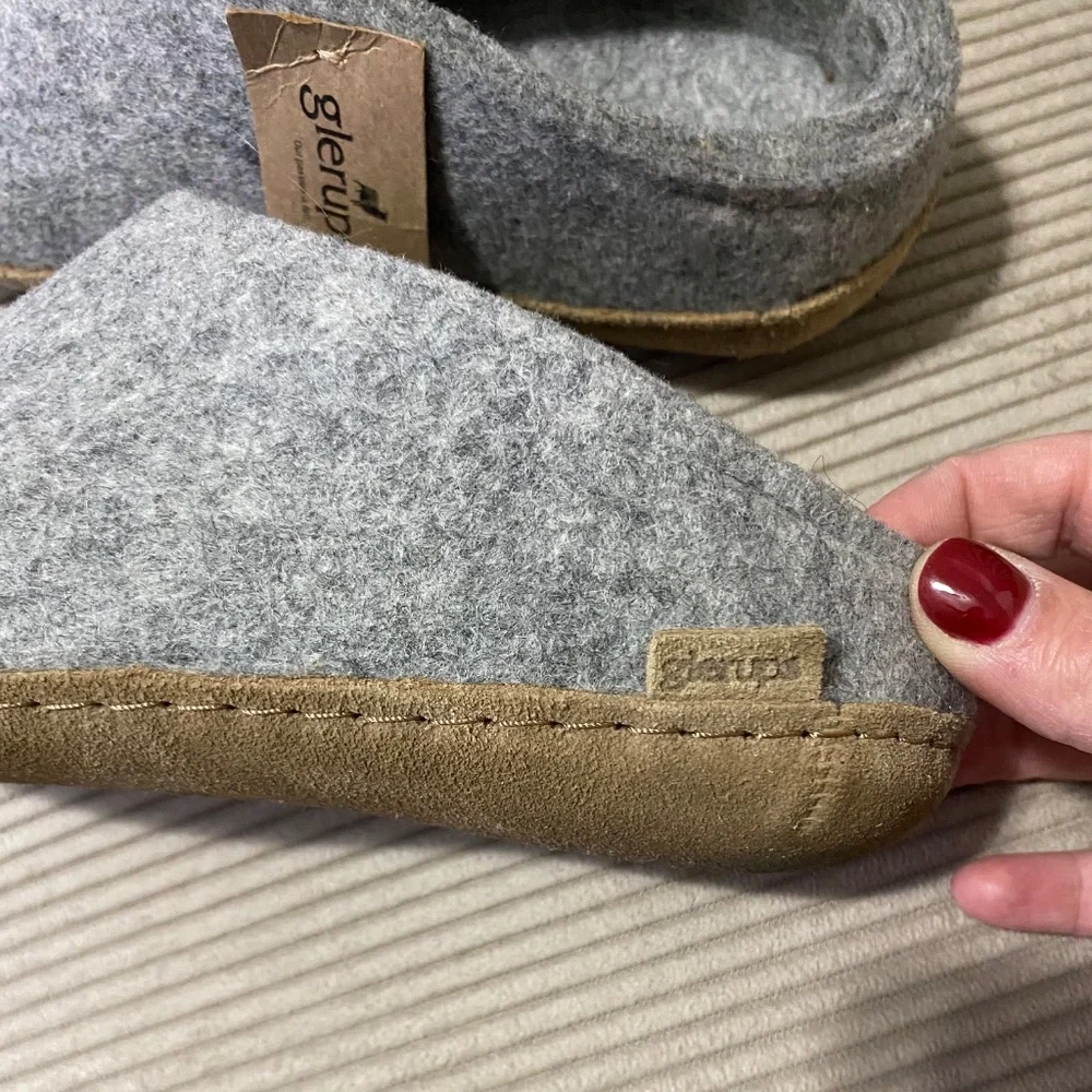 *Price Drop* Glerups Slippers- Grey wool w/leather sole Size 37 - Picture 3 of 4